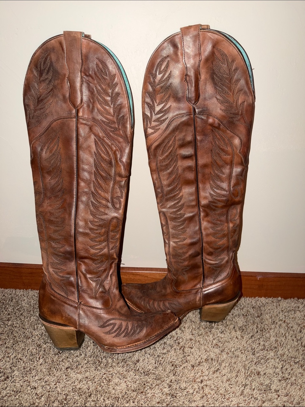 Coral, above the knee cowboy boots - Picture 8 of 9